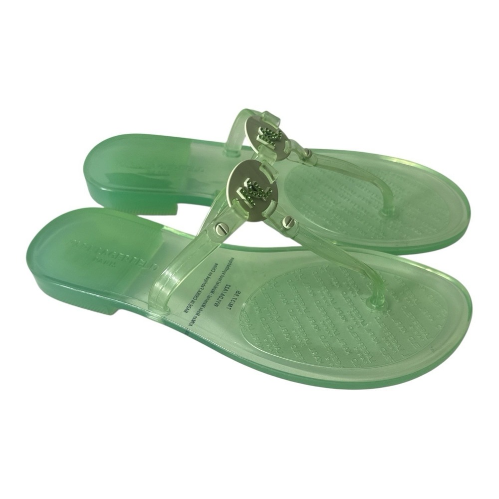New Karl Lagerfeld Sandals Women's Size 7 Mint Clear Jelly Flip Flops